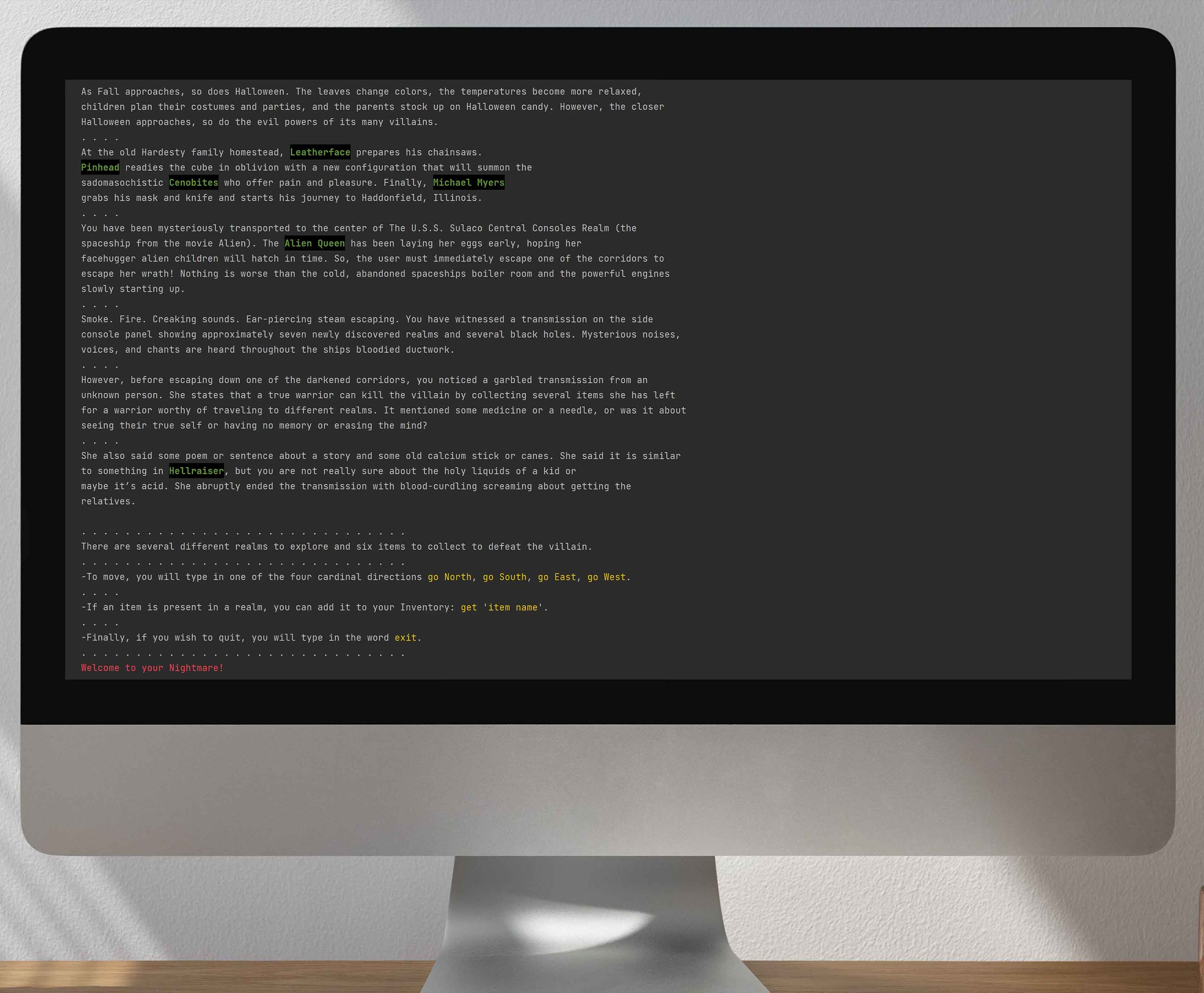 Nightmares Python Text-Based Game
