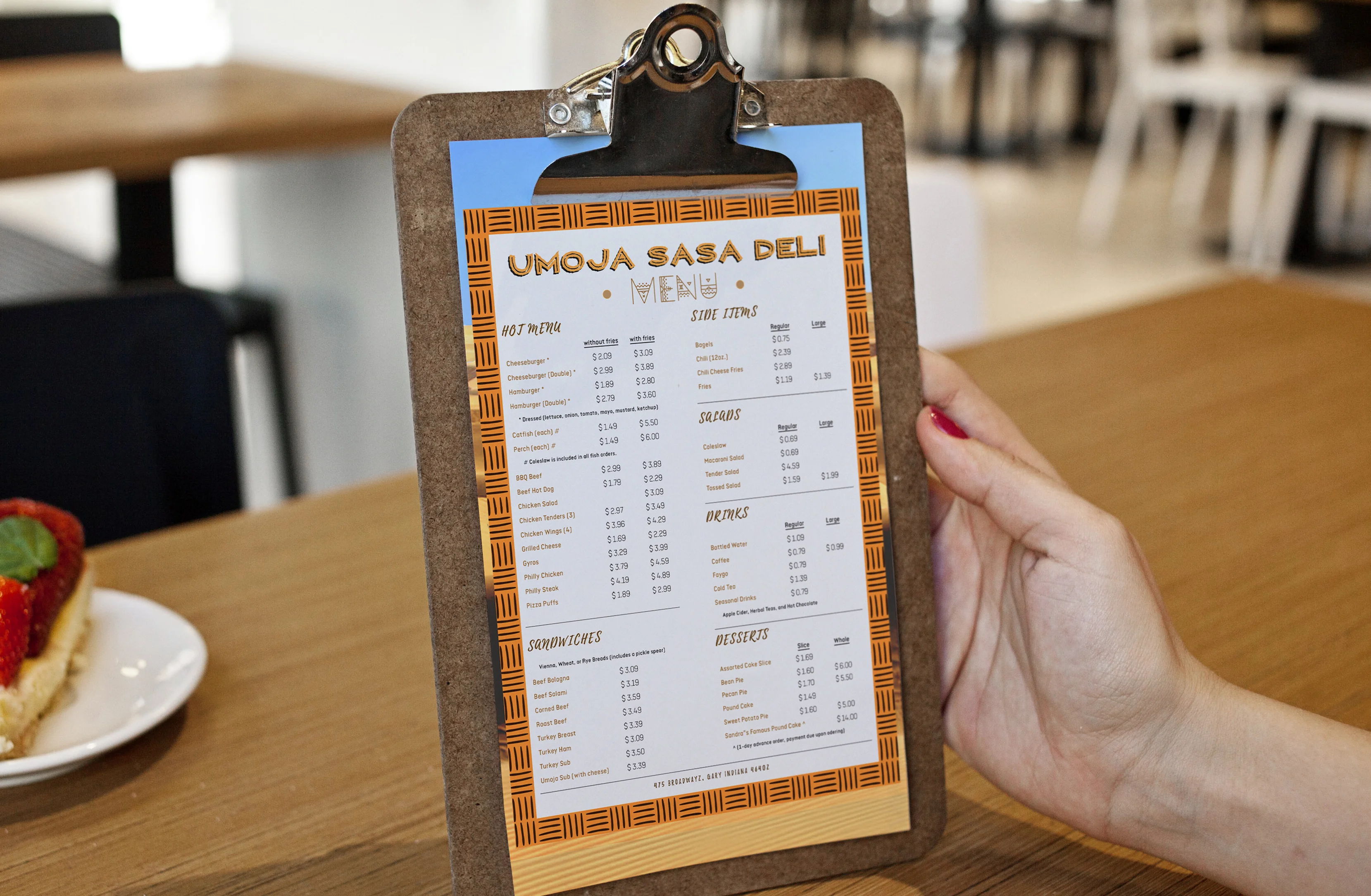 Umoja Sasa Deli menu mockup