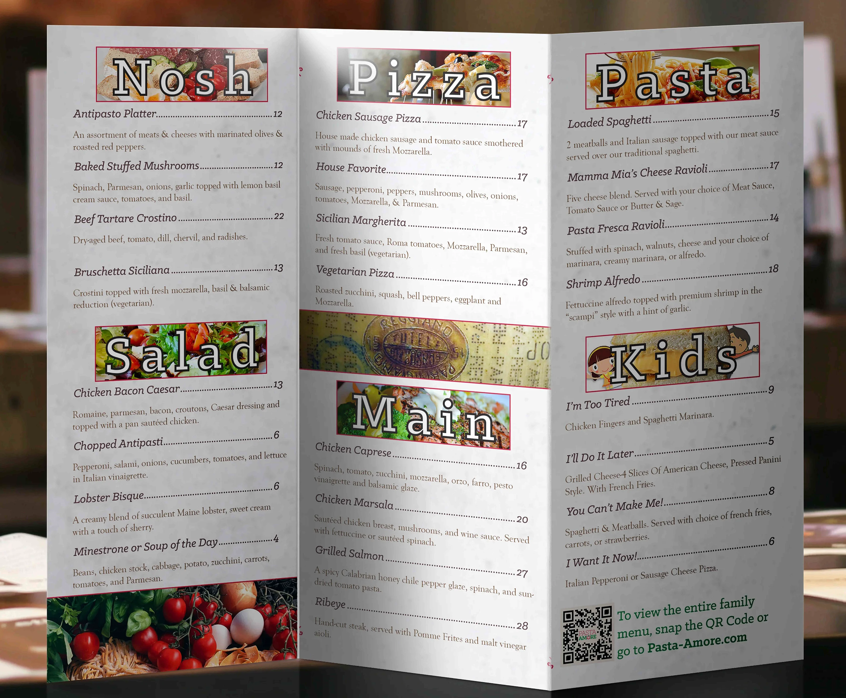 Pasta Amore Inside brochure